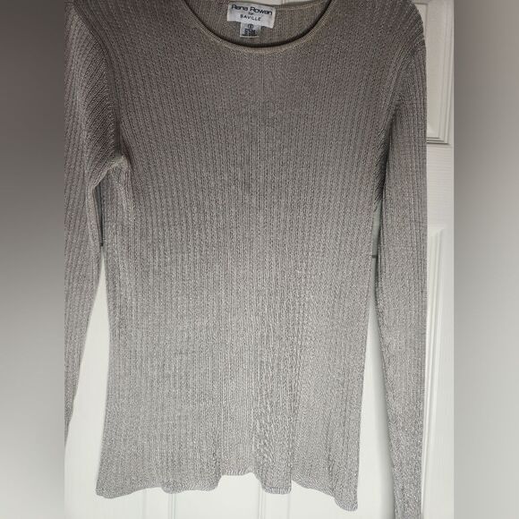 Rena Rowan for Seville S 100% SILK Fossil Longsleeves Ribbed Women’s Sweater - Picture 4 of 5